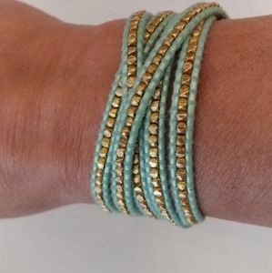 Chan Luu Turquoise Leather 5 Wrap Bracelet